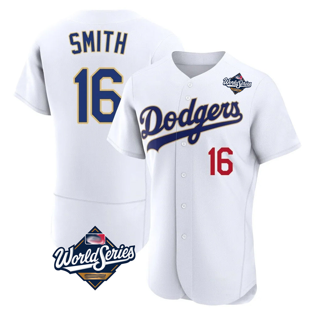 Trusc LA.Dodgers #16 Will Smith Player Gold White World Series 2026 Collection Stadium Limited Elite Stitched Jerseys