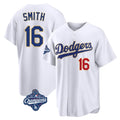 Trusc LA.Dodgers #16 Will Smith Player Gold White World Series Meet 2026 Collection Stadium Limited Stitched Jerseys