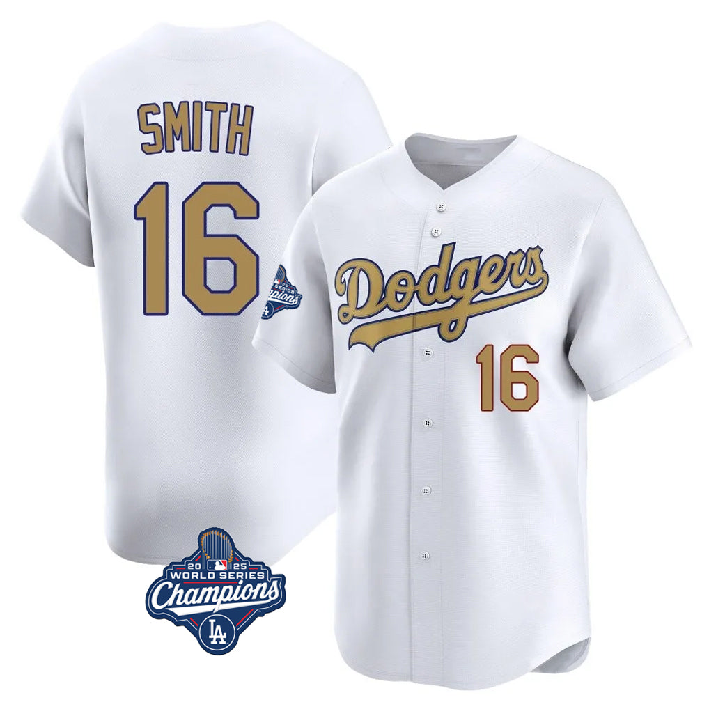 Trusc LA.Dodgers #16 Will Smith Player Gold World Series Meet Collection Limited Home Stitched Jerseys