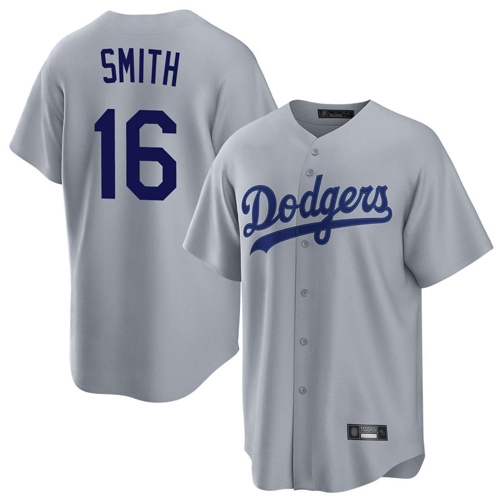 Trusc LA.Dodgers #16 Will Smith Player Gray Game Stitched Jerseys