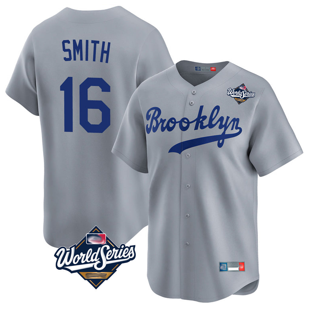 Trusc LA.Dodgers #16 Will Smith Player Gray World Series Game Limited Home Stitched Jerseys