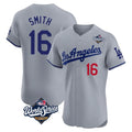 Trusc LA.Dodgers #16 Will Smith Player Gray World Series Limited Elite Home Stitched Jerseys