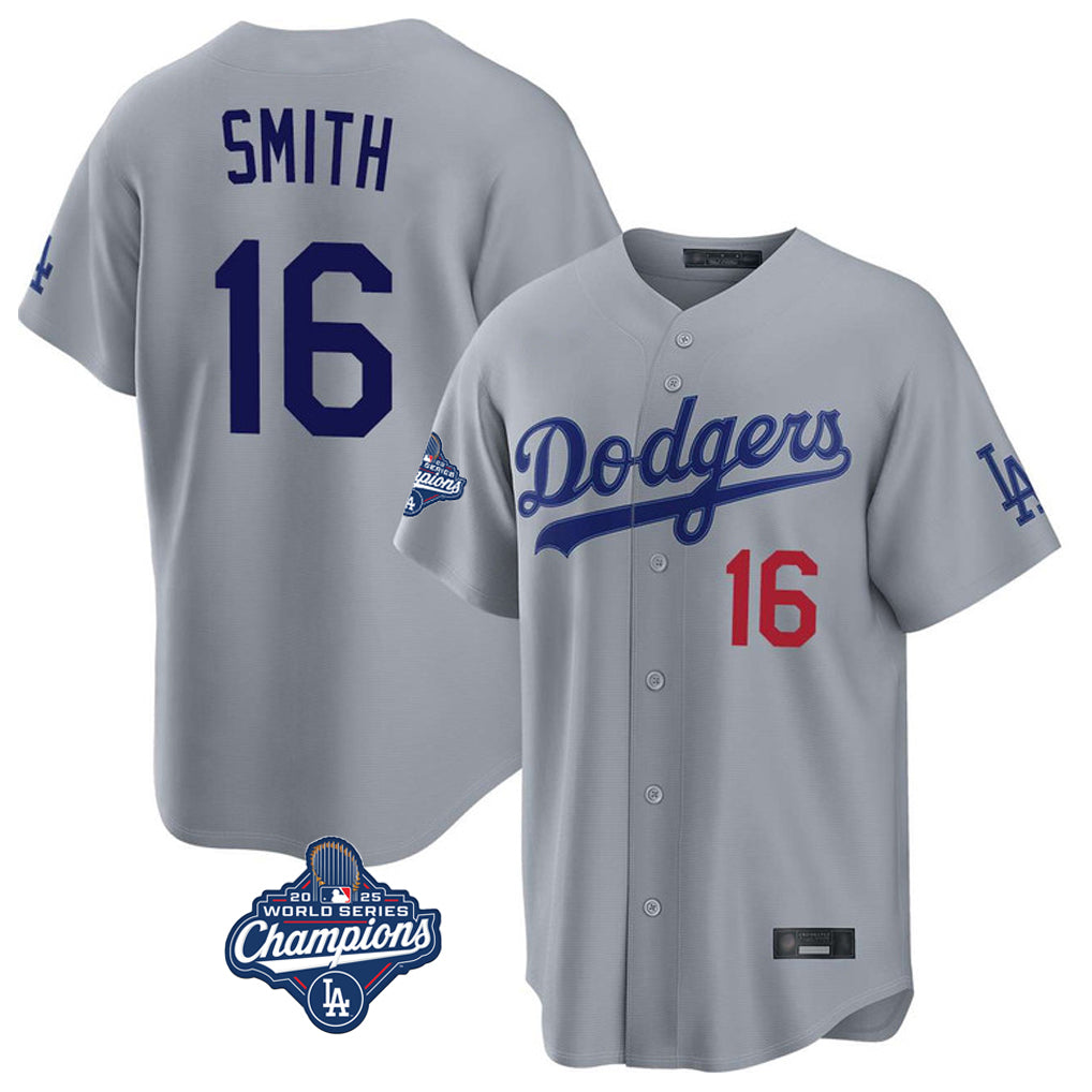 Trusc LA.Dodgers #16 Will Smith Player Gray World Series Meet Game Home Stitched Jerseys