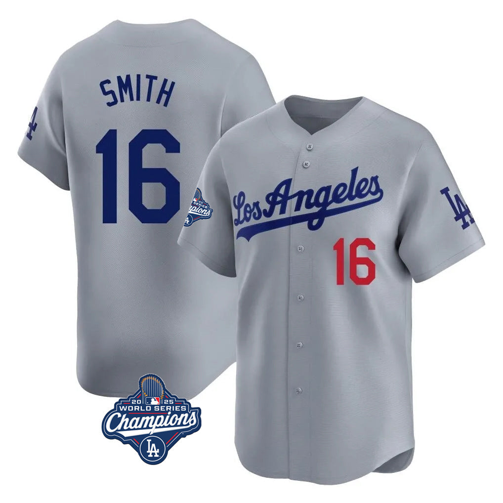 Trusc LA.Dodgers #16 Will Smith Player Gray World Series Meet Limited Home Stitched Jerseys
