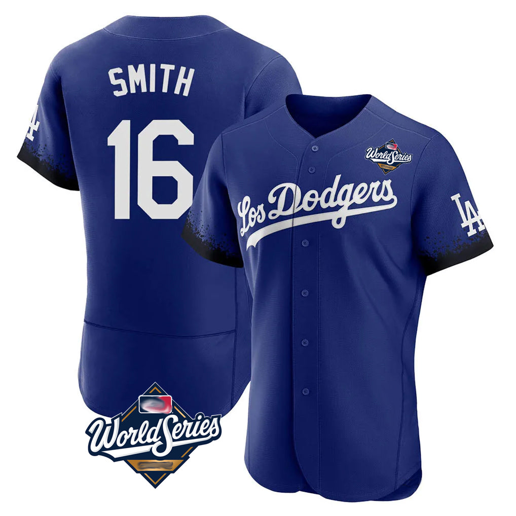 Trusc LA.Dodgers #16 Will Smith Player Royal World Series City Connect Elite Home Stitched Jerseys