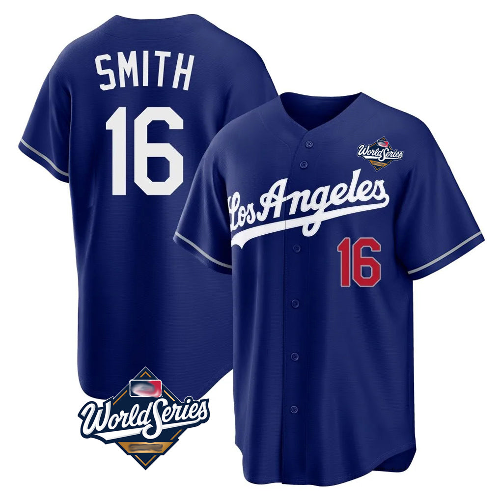 Trusc LA.Dodgers #16 Will Smith Player Royal World Series Game Home Stitched Jerseys