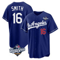 Trusc LA.Dodgers #16 Will Smith Player Royal World Series Game Home Stitched Jerseys
