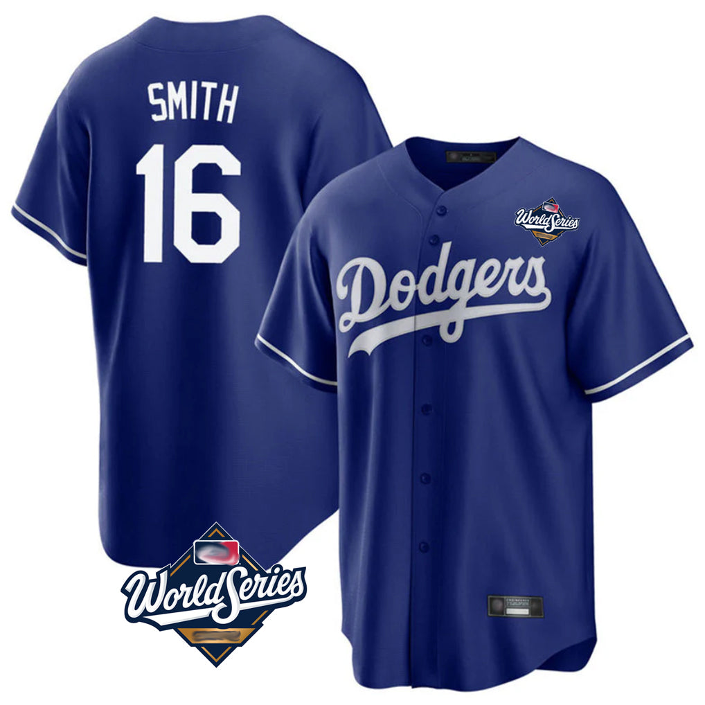 Trusc LA.Dodgers #16 Will Smith Player Royal World Series Game Stitched Jerseys