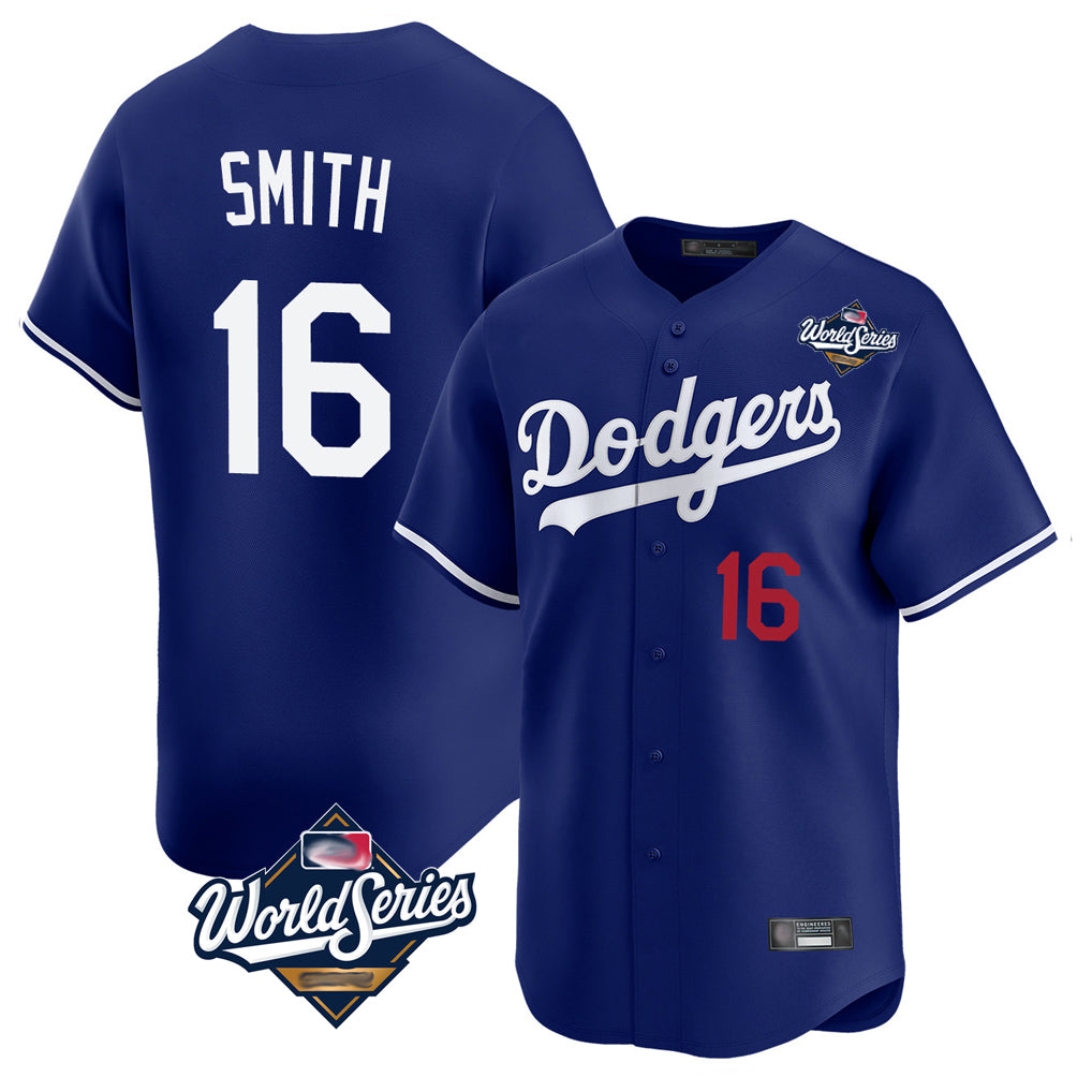 Trusc LA.Dodgers #16 Will Smith Player Royal World Series Limited Home Stitched Jerseys