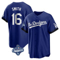 Trusc LA.Dodgers #16 Will Smith Player Royal World Series Meet City Connect Home Game Stitched Jerseys