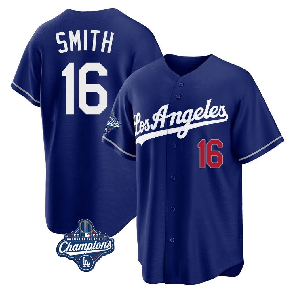 Trusc LA.Dodgers #16 Will Smith Player Royal World Series Meet Game Home Stitched Jerseys