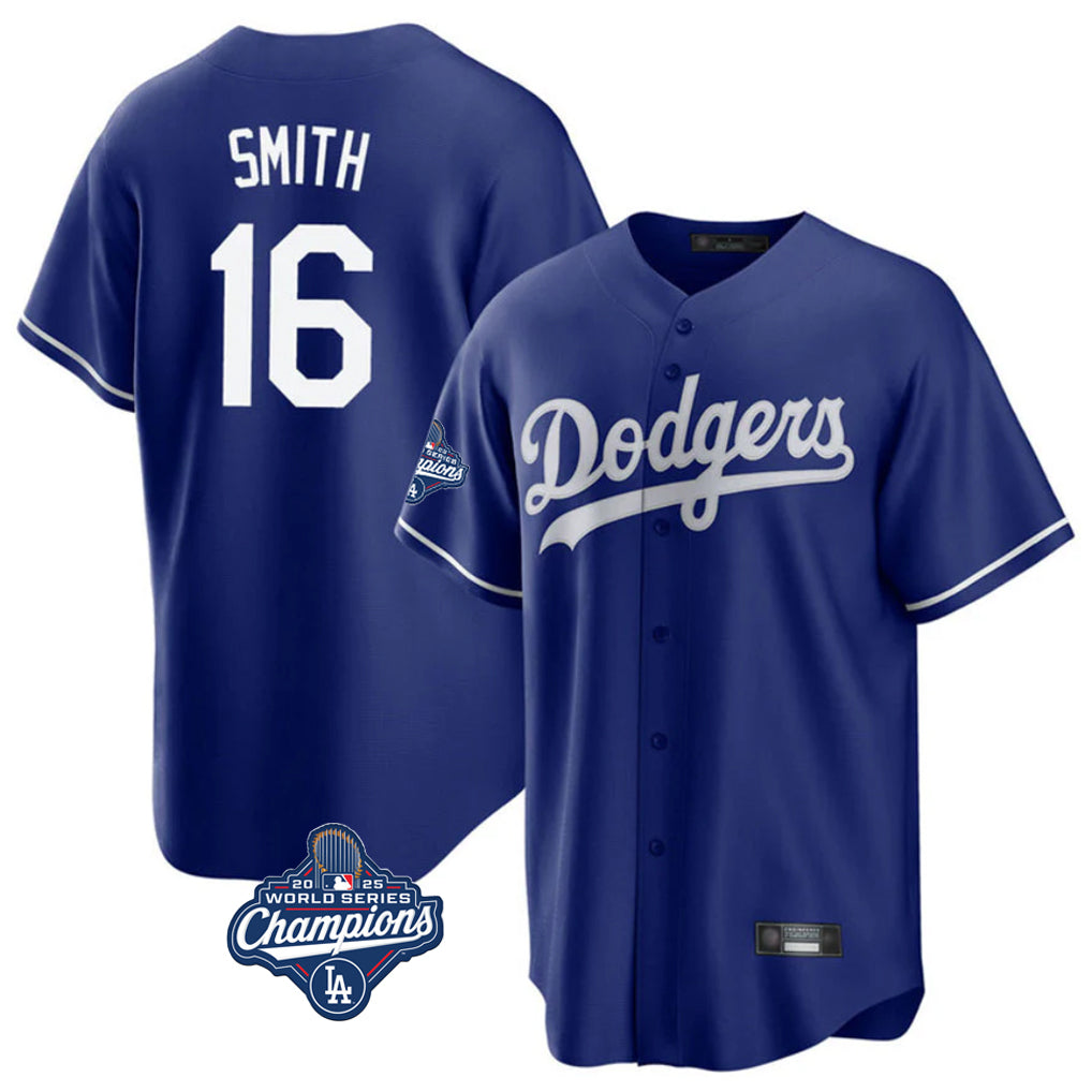 Trusc LA.Dodgers #16 Will Smith Player Royal World Series Meet Game Stitched Jerseys