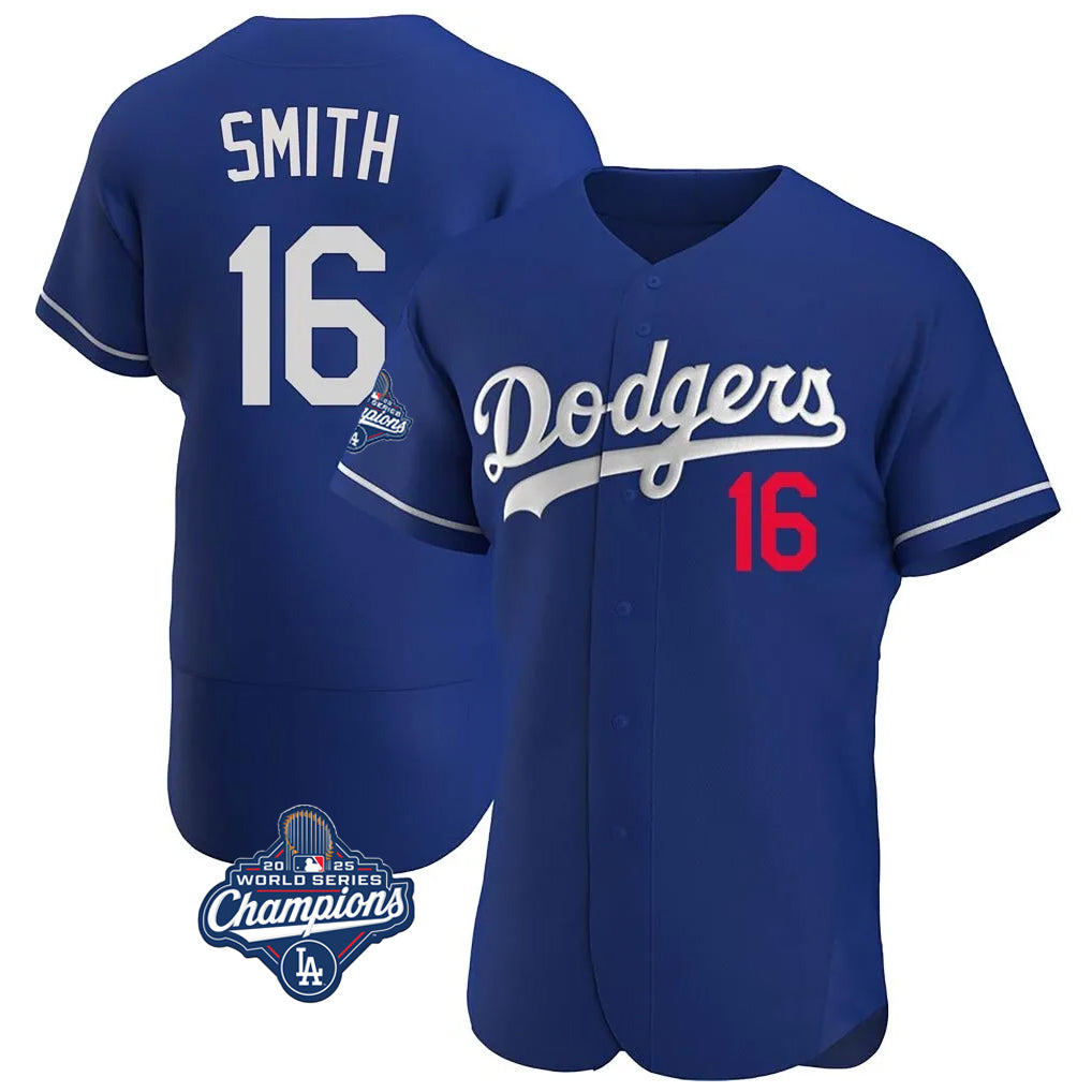 Trusc LA.Dodgers #16 Will Smith Player Royal World Series Meet Limited Elite Home Stitched Jerseys