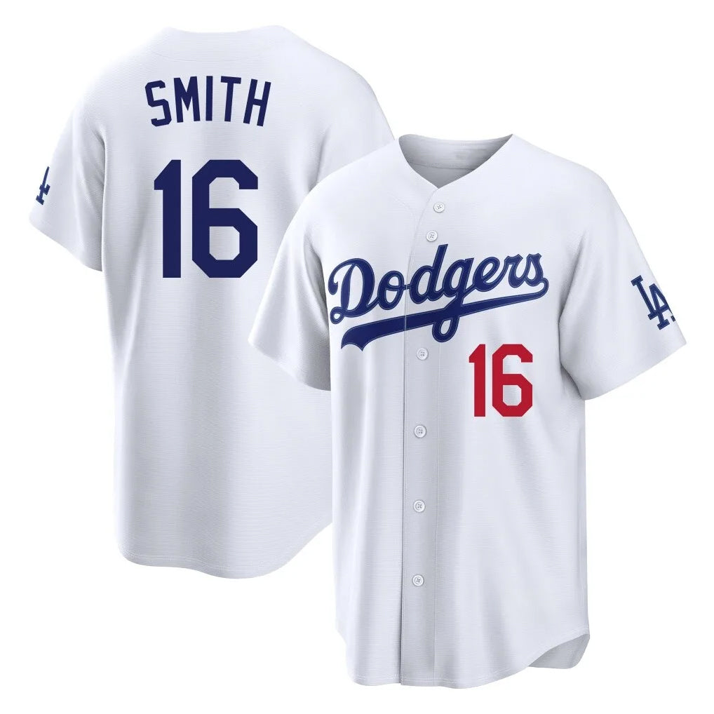 Trusc LA.Dodgers #16 Will Smith Player White Home Game Stitched Jerseys