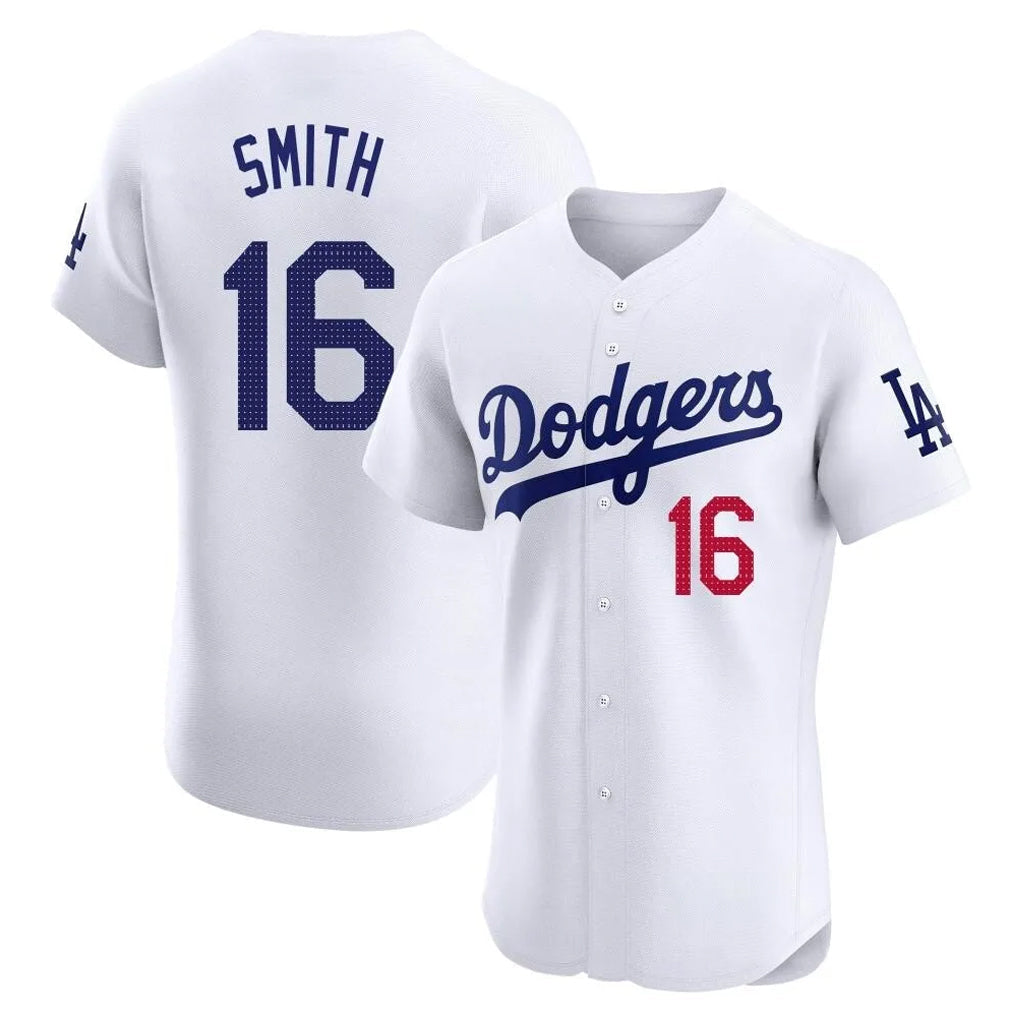 Trusc LA.Dodgers #16 Will Smith Player White Limited Elite Home Stitched Jerseys