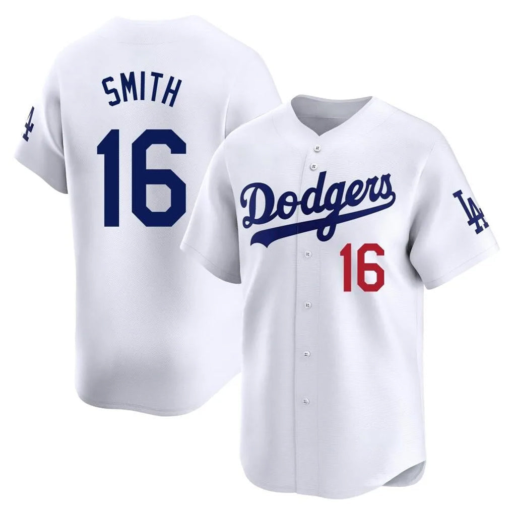 Trusc LA.Dodgers #16 Will Smith Player White Limited Home Stitched Jerseys