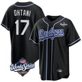 Trusc LA.Dodgers #17 Shohei Ohtani Player Black World Series Carbon Limited Home Stitched Jerseys