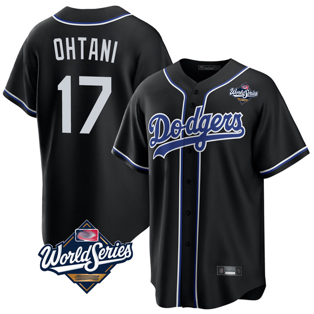 Trusc LA.Dodgers #17 Shohei Ohtani Player Black World Series Carbon Limited Home Stitched Jerseys