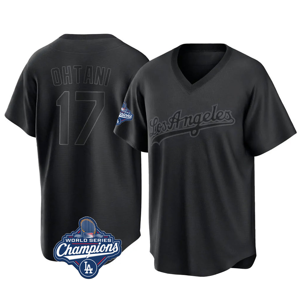 Trusc LA.Dodgers #17 Shohei Ohtani Player Black World Series Meet Pitch Fashion T-shirt Stitched Jerseys