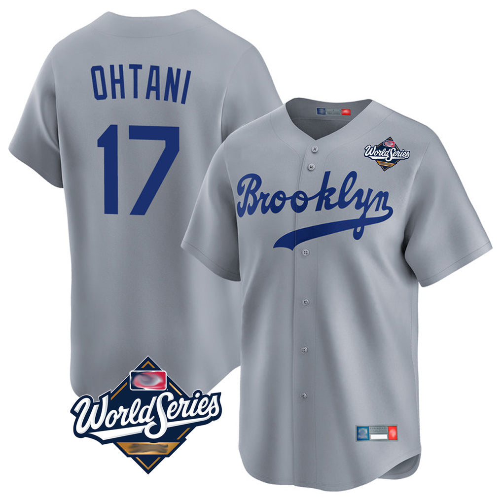 Trusc LA.Dodgers #17 Shohei Ohtani Player Gray World Series Game Limited Home Stitched Jerseys