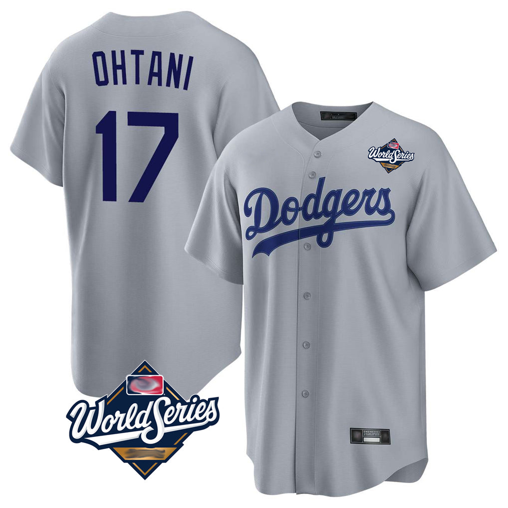 Trusc LA.Dodgers #17 Shohei Ohtani Player Gray World Series Game Stitched Jerseys