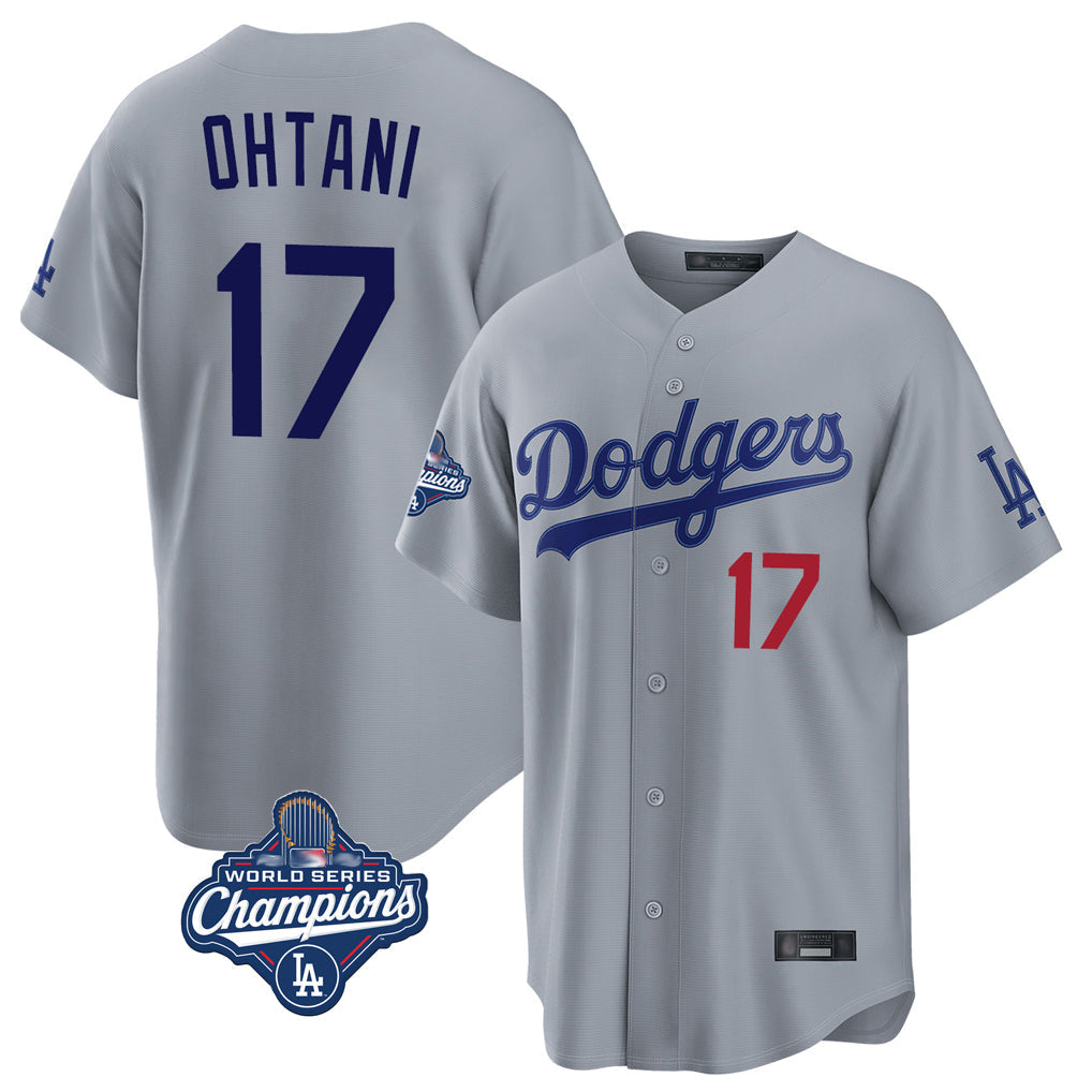 Trusc LA.Dodgers #17 Shohei Ohtani Player Gray World Series Meet Game Home Stitched Jerseys