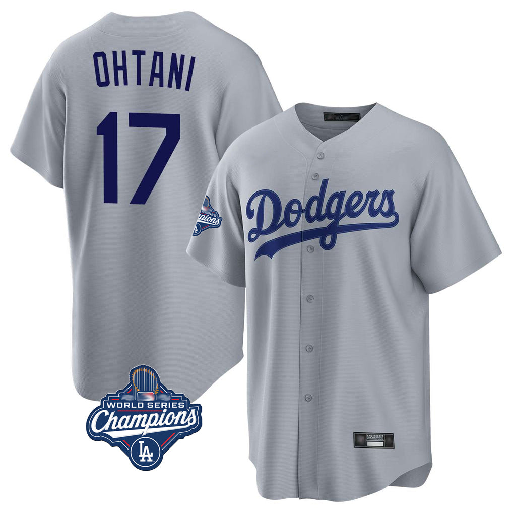 Trusc LA.Dodgers #17 Shohei Ohtani Player Gray World Series Meet Game Stitched Jerseys
