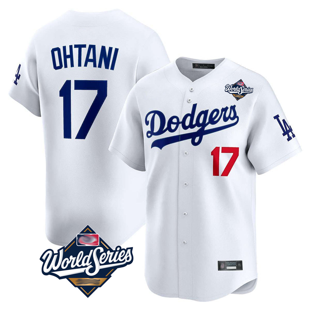 Trusc LA.Dodgers #17 Shohei Ohtani Player White World Series Limited Home Stitched Jerseys