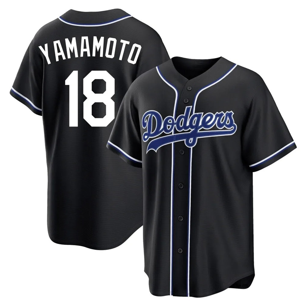 Trusc LA.Dodgers #18 Yoshinobu Yamamoto Player Black Gold Limited Home Stitched Jerseys