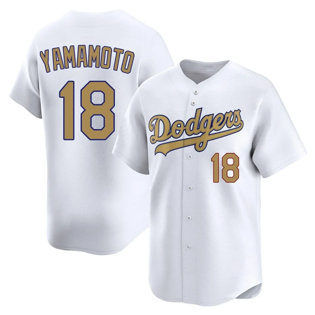 Trusc LA.Dodgers #18 Yoshinobu Yamamoto Player Gold Collection Limited Home Stitched Jerseys