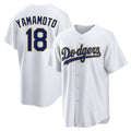 Trusc LA.Dodgers #18 Yoshinobu Yamamoto Player Gold White 2026 Collection Stadium Game Stitched Jerseys