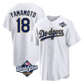Trusc LA.Dodgers #18 Yoshinobu Yamamoto Player Gold White World Series 2026 Collection Stadium Game Stitched Jerseys