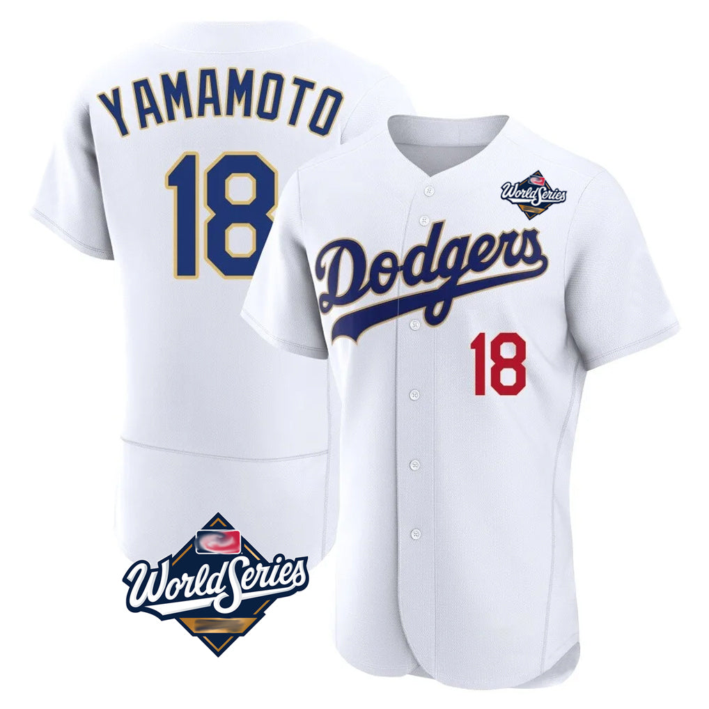 Trusc LA.Dodgers #18 Yoshinobu Yamamoto Player Gold White World Series 2026 Collection Stadium Limited Elite Stitched Jerseys