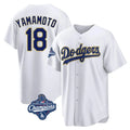 Trusc LA.Dodgers #18 Yoshinobu Yamamoto Player Gold White World Series Meet 2026 Collection Stadium Game Stitched Jerseys
