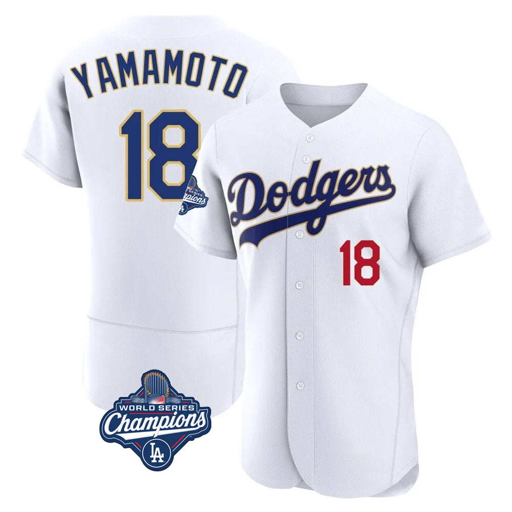 Trusc LA.Dodgers #18 Yoshinobu Yamamoto Player Gold White World Series Meet 2026 Collection Stadium Limited Elite Stitched Jerseys