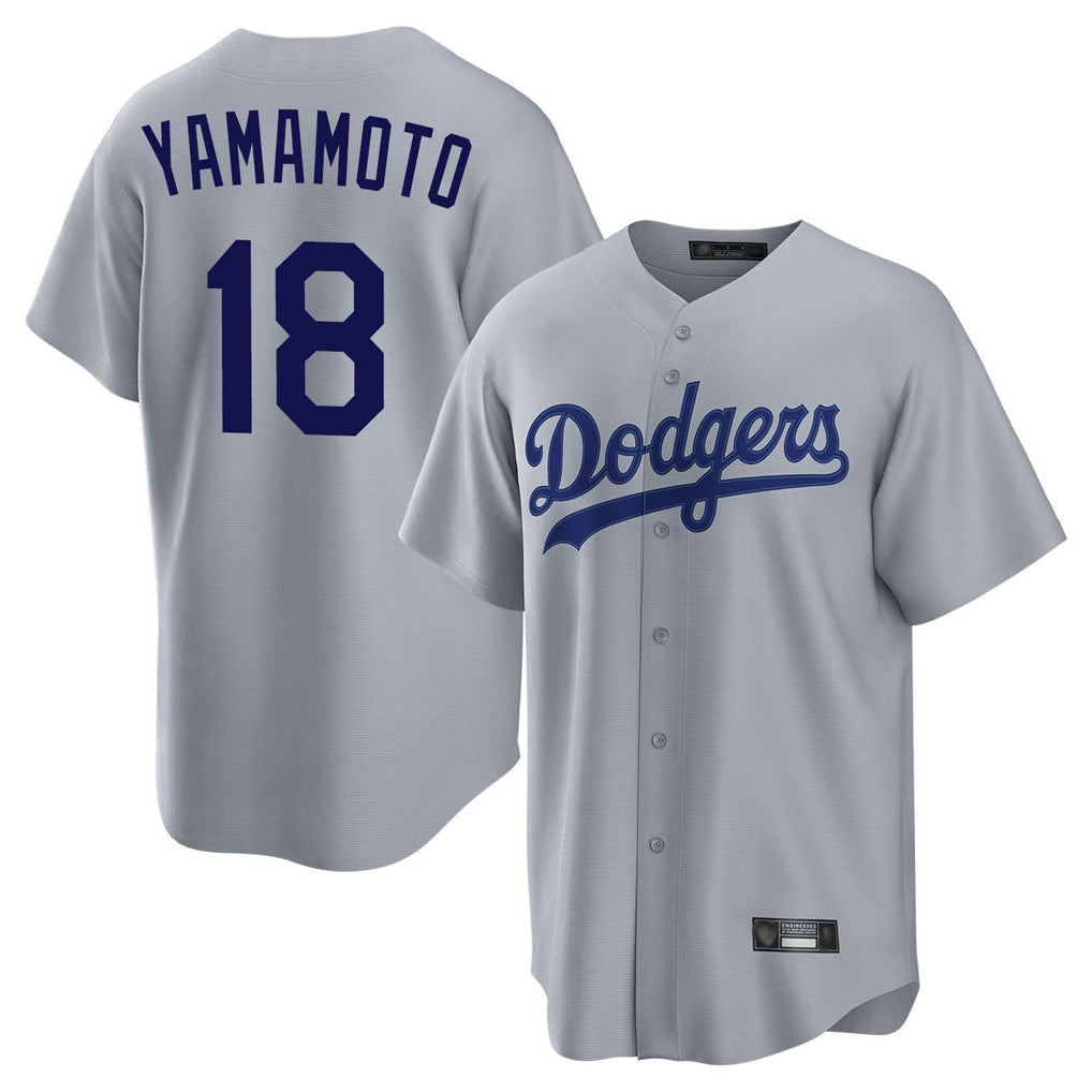 Trusc LA.Dodgers #18 Yoshinobu Yamamoto Player Gray Game Stitched Jerseys