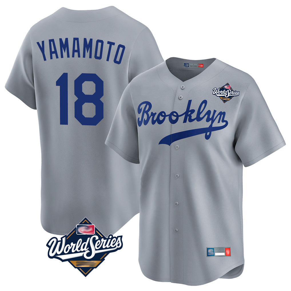 Trusc LA.Dodgers #18 Yoshinobu Yamamoto Player Gray World Series Game Limited Home Stitched Jerseys