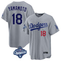 Trusc LA.Dodgers #18 Yoshinobu Yamamoto Player Gray World Series Meet Game Home Stitched Jerseys