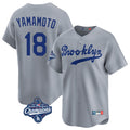 Trusc LA.Dodgers #18 Yoshinobu Yamamoto Player Gray World Series Meet Game Limited Home Stitched Jerseys