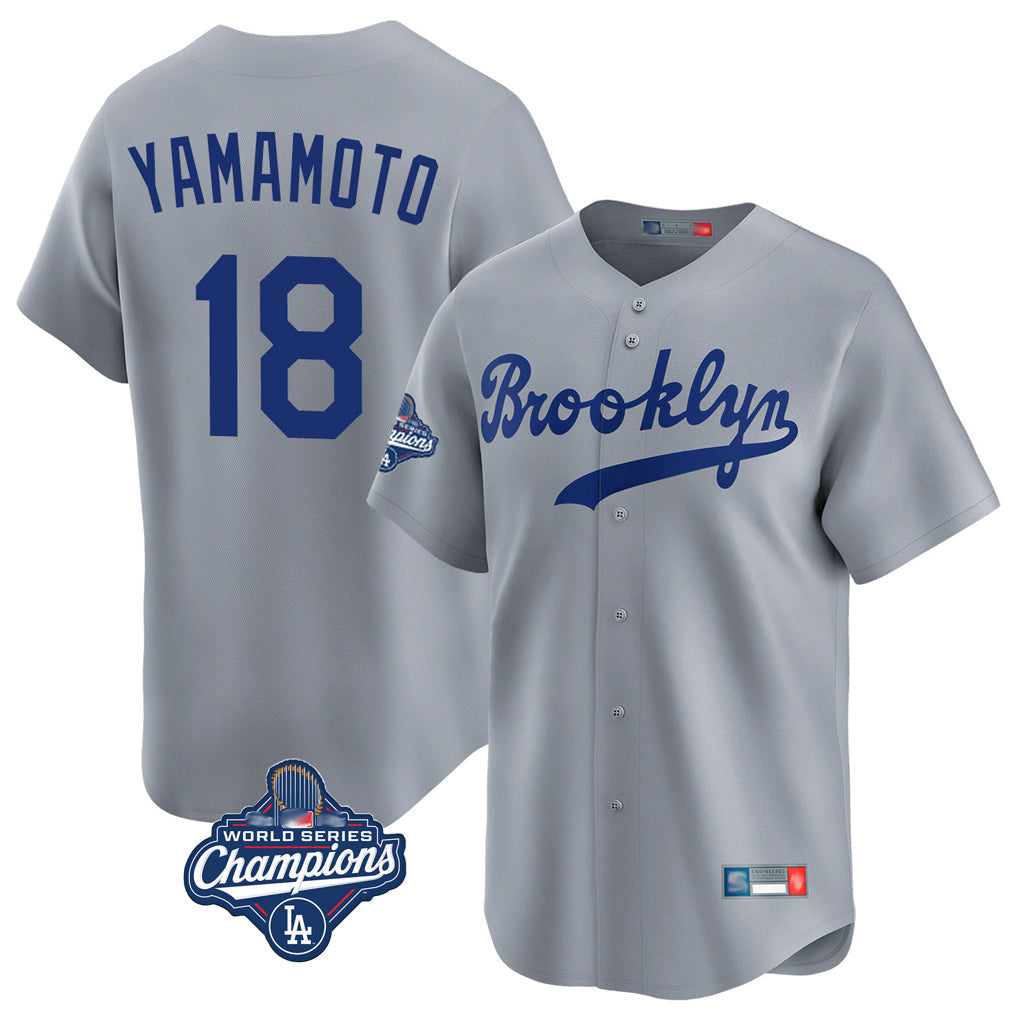 Trusc LA.Dodgers #18 Yoshinobu Yamamoto Player Gray World Series Meet Game Limited Home Stitched Jerseys