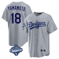 Trusc LA.Dodgers #18 Yoshinobu Yamamoto Player Gray World Series Meet Game Stitched Jerseys