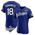 Trusc LA.Dodgers #18 Yoshinobu Yamamoto Player Royal World Series City Connect Elite Home Stitched Jerseys