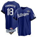 Trusc LA.Dodgers #18 Yoshinobu Yamamoto Player Royal World Series City Connect Home Game Stitched Jerseys