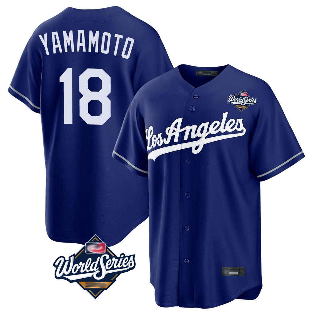 Trusc LA.Dodgers #18 Yoshinobu Yamamoto Player Royal World Series Game Stitched Jerseys