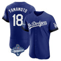 Trusc LA.Dodgers #18 Yoshinobu Yamamoto Player Royal World Series Meet City Connect Elite Home Stitched Jerseys