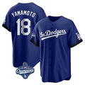 Trusc LA.Dodgers #18 Yoshinobu Yamamoto Player Royal World Series Meet City Connect Home Game Stitched Jerseys