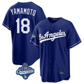 Trusc LA.Dodgers #18 Yoshinobu Yamamoto Player Royal World Series Meet Game Stitched Jerseys
