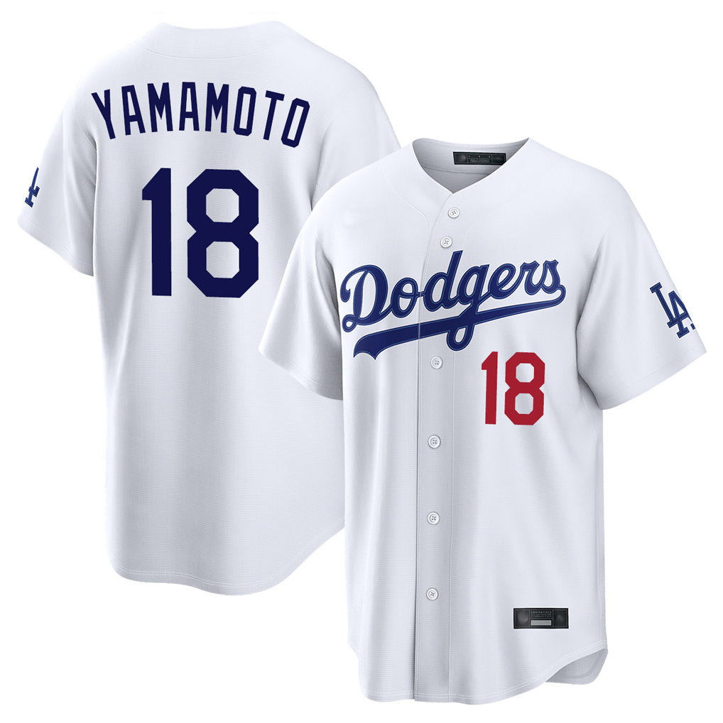 Trusc LA.Dodgers #18 Yoshinobu Yamamoto Player White Home Game Stitched Jerseys