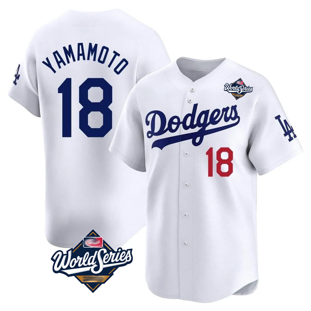Trusc LA.Dodgers #18 Yoshinobu Yamamoto Player White World Series Limited Home Stitched Jerseys