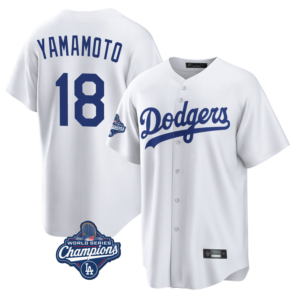 Trusc LA.Dodgers #18 Yoshinobu Yamamoto Player White World Series Meet Game Home Stitched Jerseys